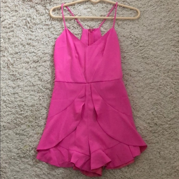 hot pink ruffle romper